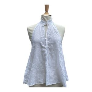 Pilcro Anthropologie White Linen Halter Blouse Size M